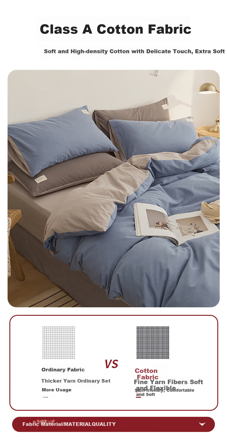 Wuyingongfang Mu Yin Liangpin Textile Bedding Set, 100% Pure Cotton Duvet Cover 200x230cm, Sapphire Blue 2