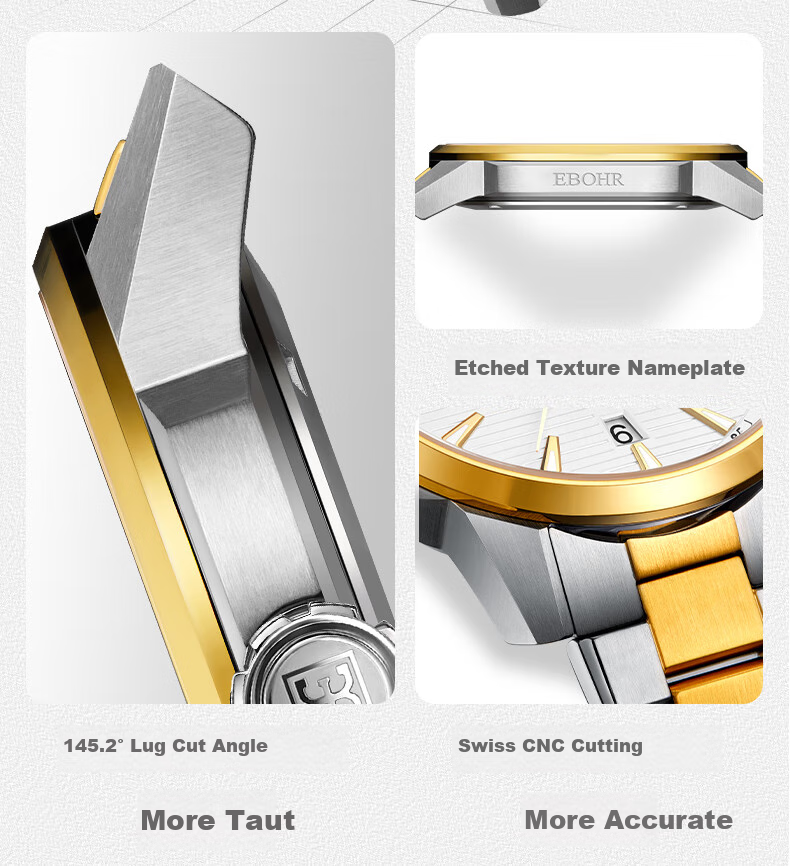 EBOHR Men's Watch, Master Series Gold Holiday Gift Automatic Mechanical Wristwatch 36654418 for Boyfriend 8