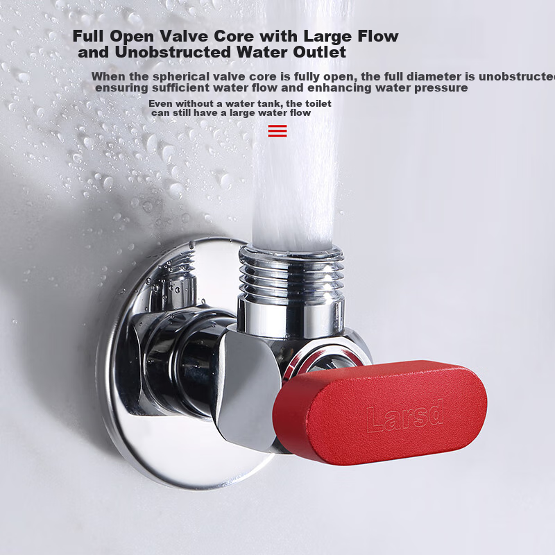 Larsd High Flow Ball Valve Set, Gas Water Heater Full-Open High Flow Angle Valve, 1/2 Inch Hot And Cold Ball Valve LD10507T
