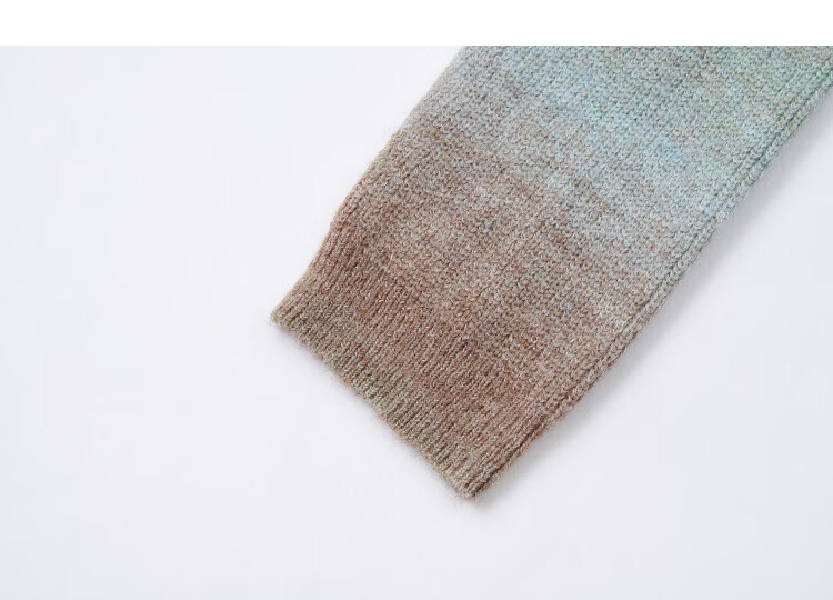 Dme [Containing Fluffy Merino Wool Cardigan], Autumn Gradient Tie-Dye Sweater, Round Neck Loose-Fitting Concealing Knit Top for Wome 3