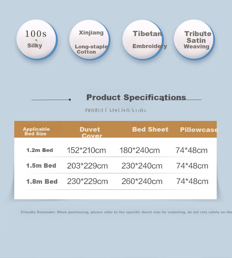 FUANNA Pure Cotton Four-Piece Bedding Set, 100-Count Long-Staple Cotton, High-Count Double Bed Sheet And Duvet Cover, All-Cotton Set, 230*229cm, Blue 2
