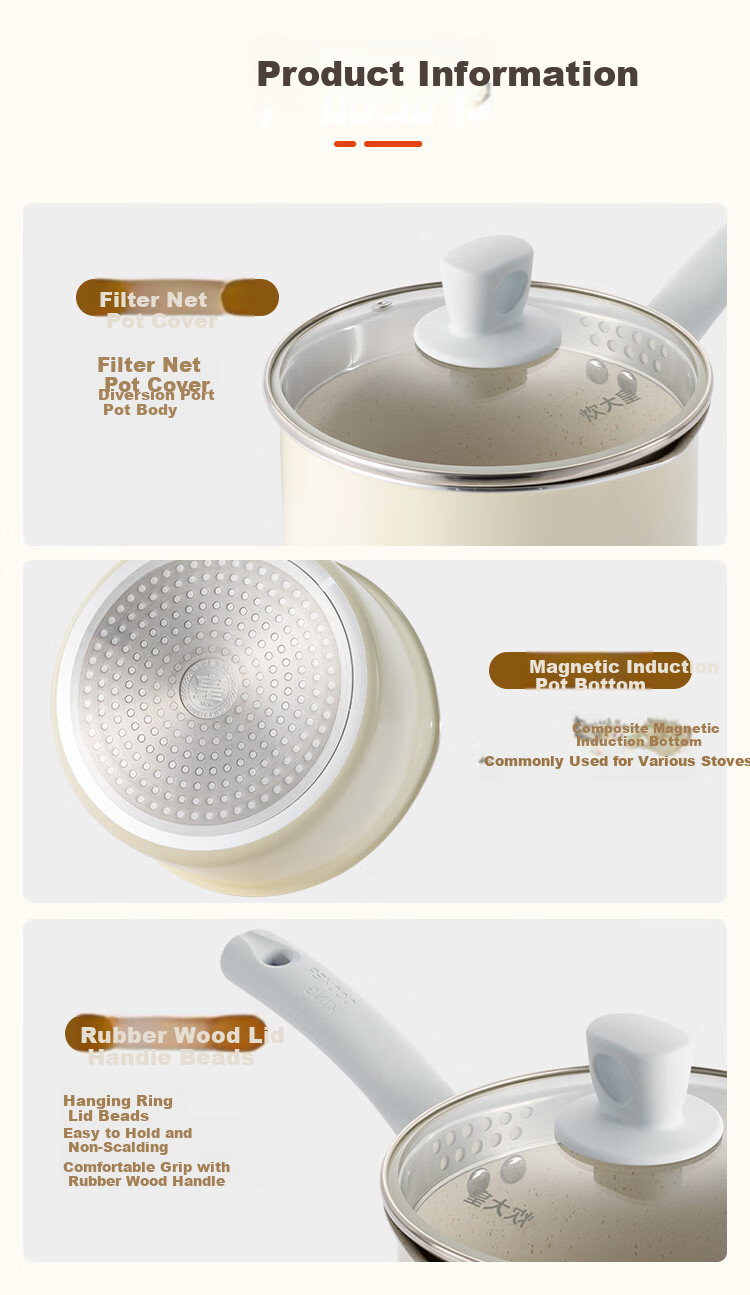 COOKER KING Non-Stick Milk Pot for Noodles, Baby Food, Versatile Soup And Milk Pot, 18cm, Compatible with Induction Cookers, Maimeng MM18NG 8
