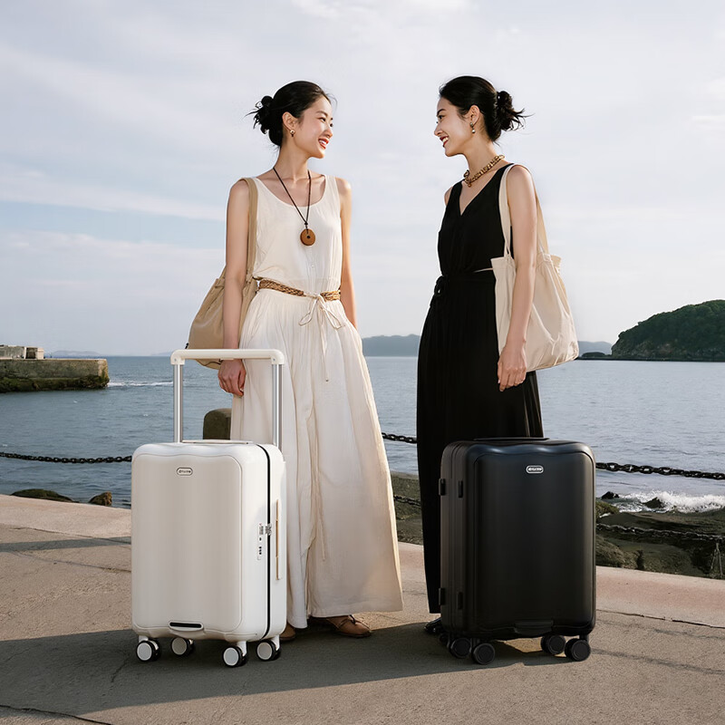 JOYGATRIP Wide Handle Luggage, Carry-On Suitcase, Travel Case, Small Women's Trolley Suitcase, Men's Pearl White, 20 Inches