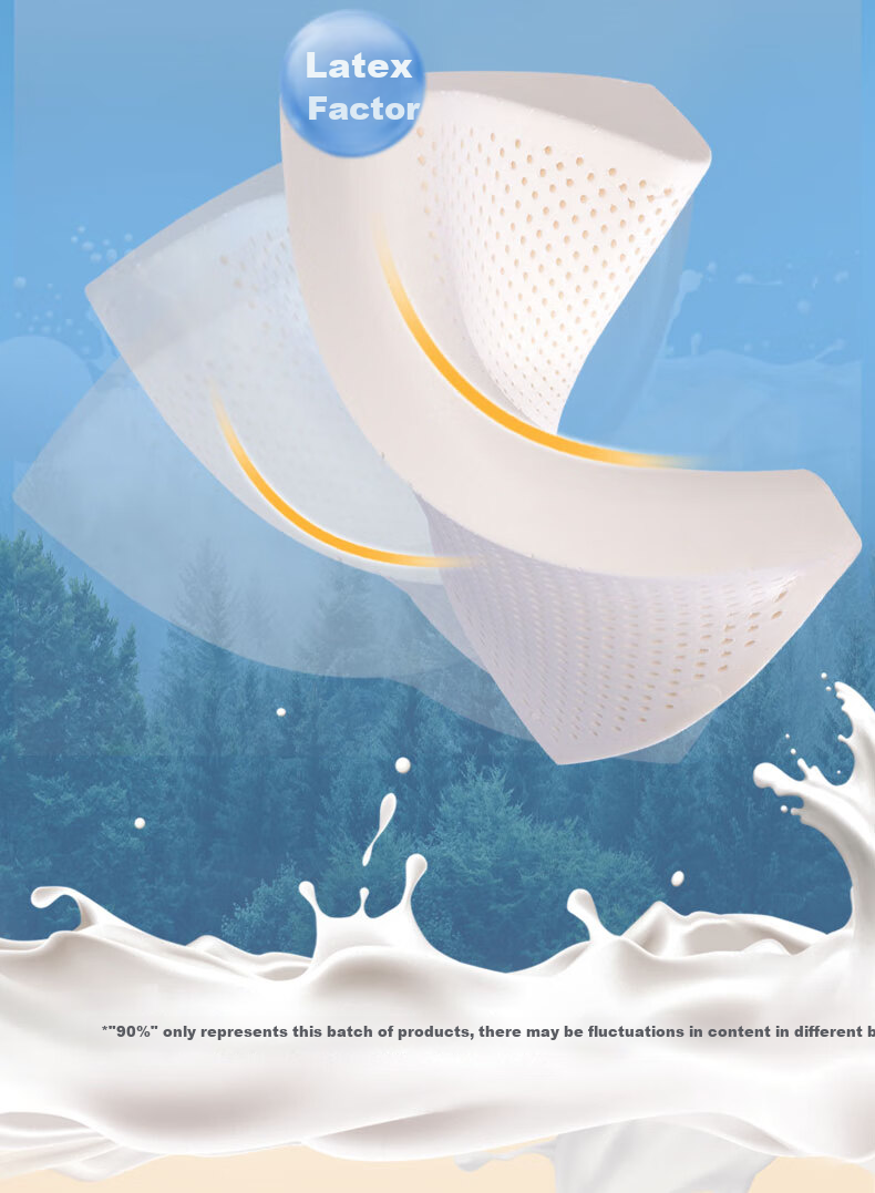 FUANNA Children's Latex Pillow, Imported from Thailand, Antibacterial Children's Neck Support Pillow, Natural Latex Pillow Core, One Piece, 44*27cm 4