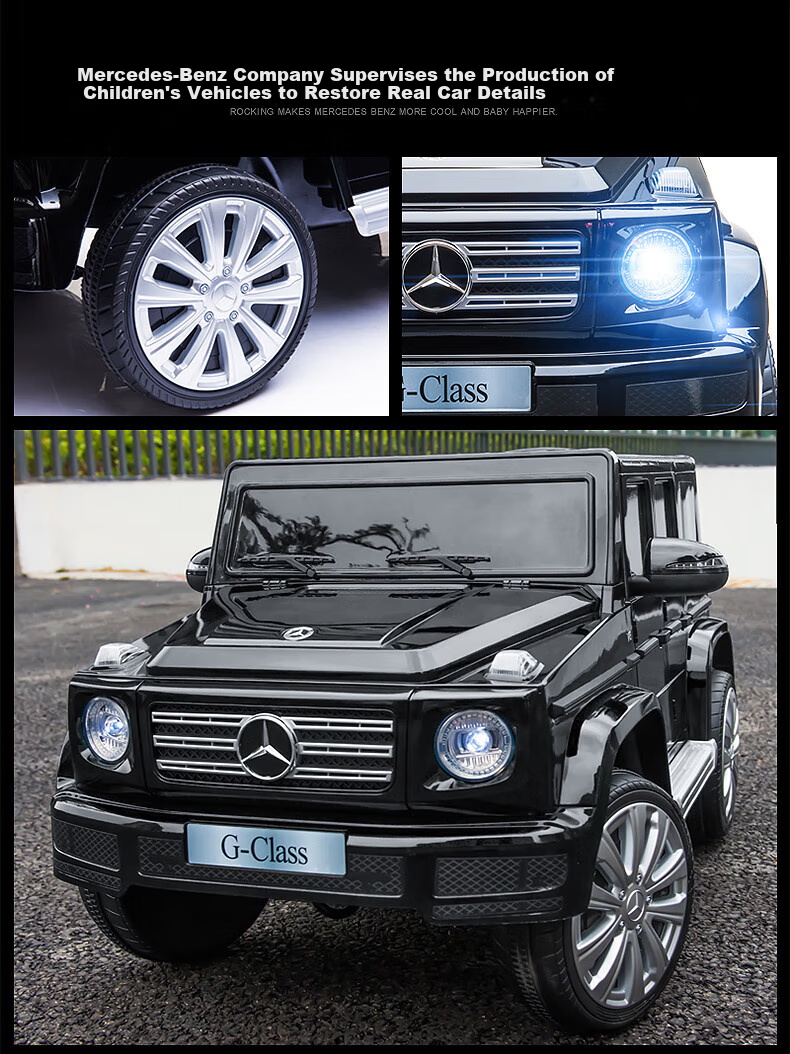 BeRica Mercedes-Benz Authorized G500 Dual-Drive Soft Wheel Children's Electric Ride-On Toy Car with Remote Control, Four-Wheel Drive, And Seat Function, Gift 6