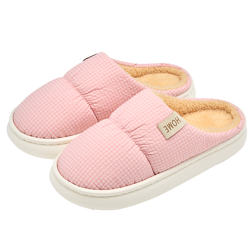 Grace Waterproof Cotton Slippers Men's Autumn and Winter Indoor Home Plush Warm Anti-Slip Thick Bottom Stepping on Shit Couple Cotton Slippers Female