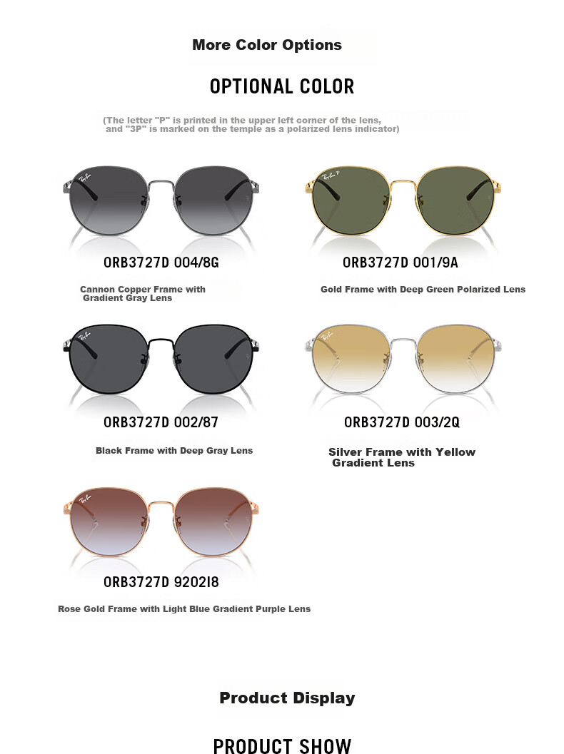 RayBan RayBan (RayBan) Sunglasses for Men And Women, Full Frame Outdoor Driving Glasses 0RB3727D 3