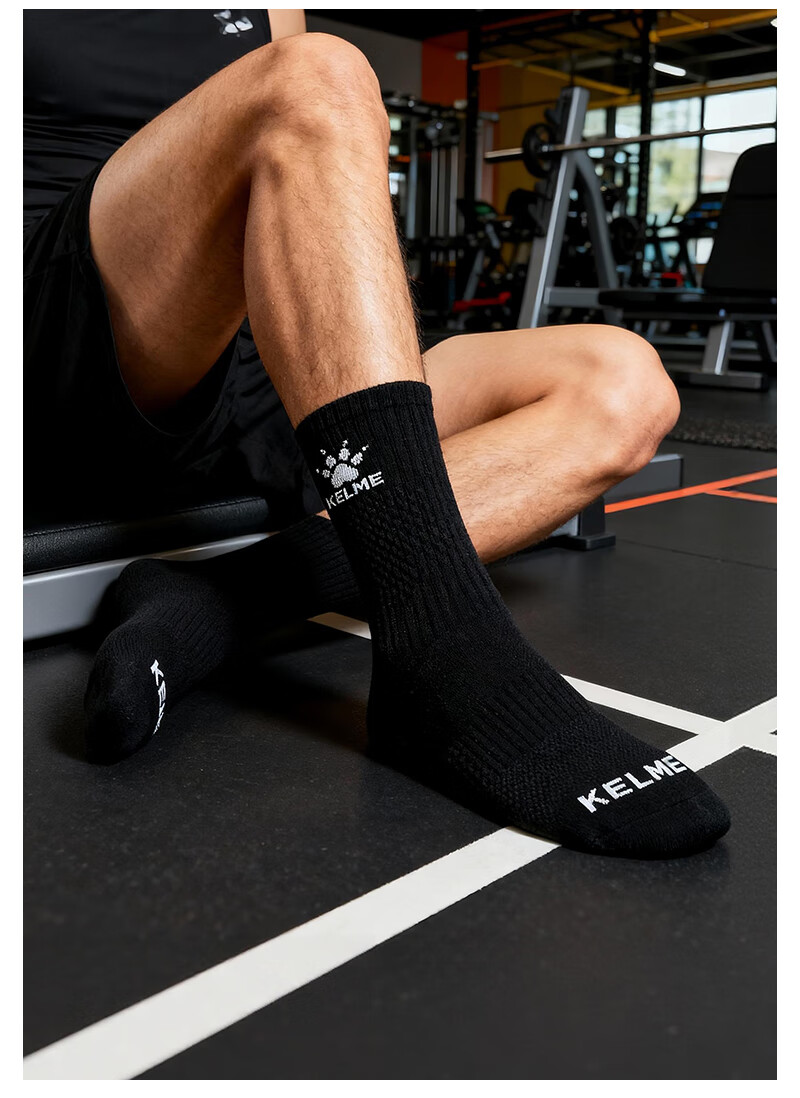 KELME Warm Long Socks (3 Pairs) Basketball Running High Tube Antibacterial Sports Casual Sweat-Absorbing Socks 3