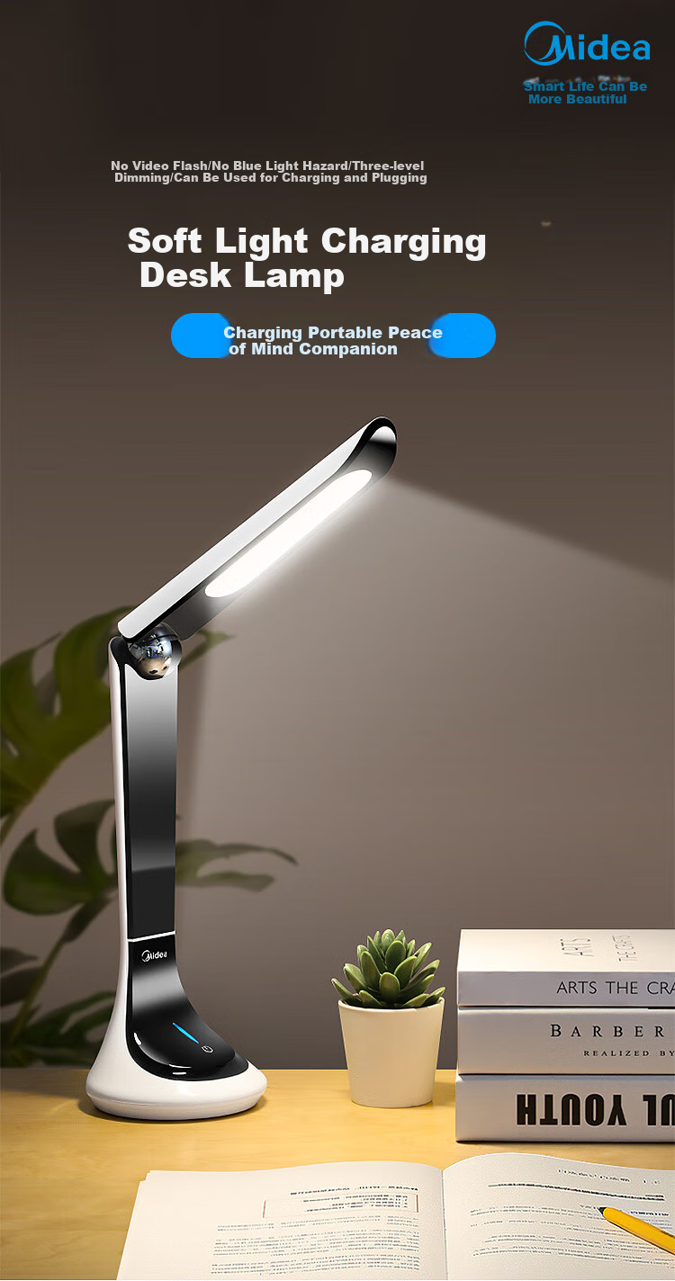 Midea American Metal Long-Arm LED Desk Lamp for Students' Study, Work, And Reading - Free 3W Bulb Included While Supplies Last 1
