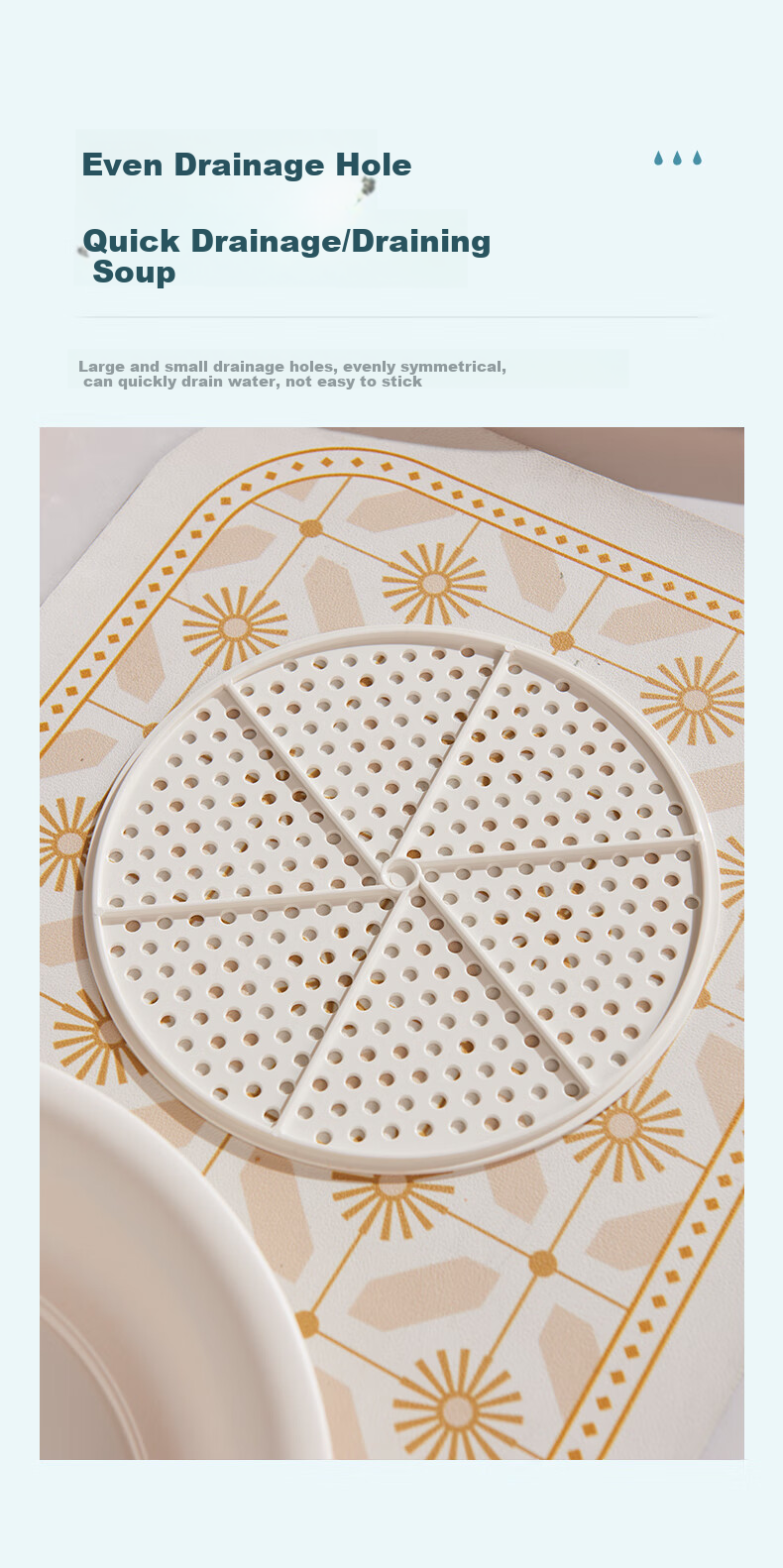 Xingfang Dumpling Plate, Double-Layer Draining Plate, Round Dumpling Plate with Vinegar Dish, Compartmented Snack Plate 8
