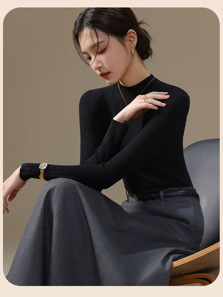 MiiOW Women's Half Turtleneck Knit Base Shirt Autumn Winter 2025 New Slim Fit Sweater Top 13