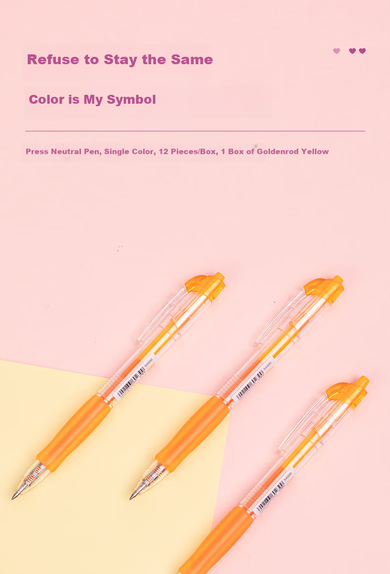 Deli [Best-Selling Product] 0.5mm Bullet Tip Colorful Retractable Gel Pen, 12 Pcs (Gardenia Yellow) SA500 1