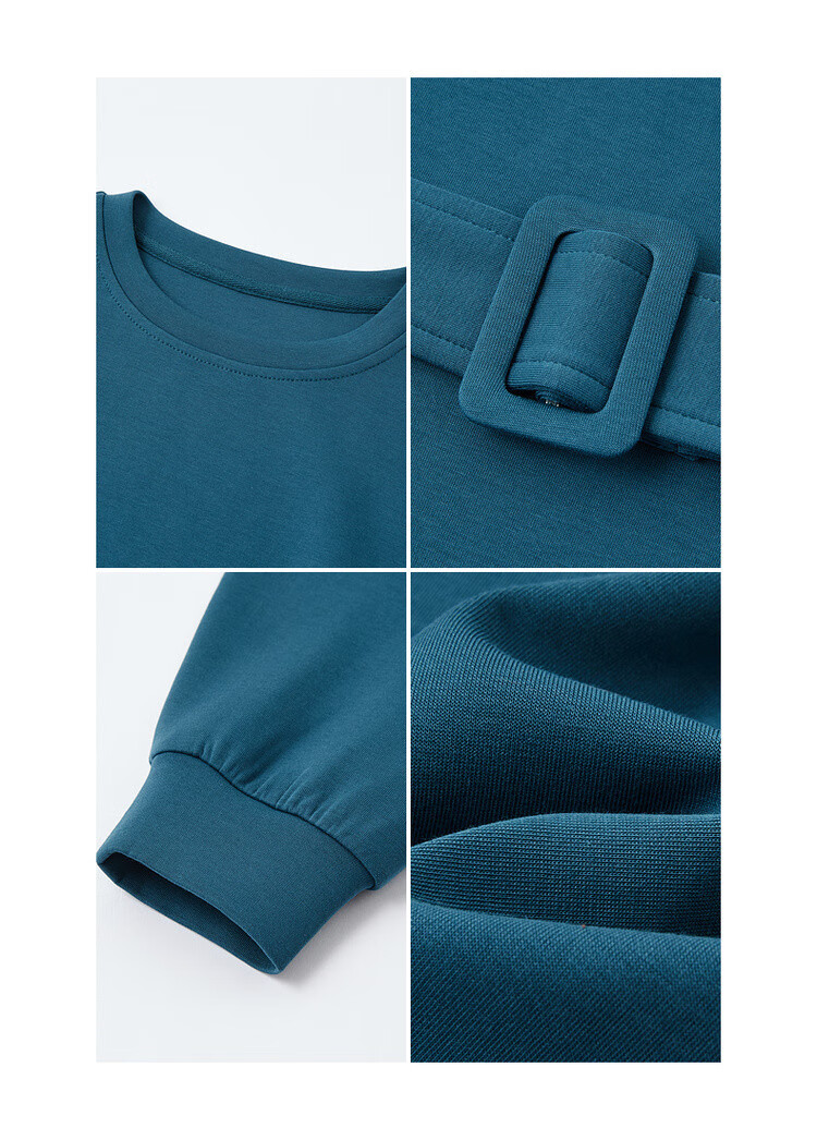 MT Soft Touch Cloud Cotton Autumn Stylish Belted Round Neck Loose Comfortable Mid-Length Sweatshirt for Women 7