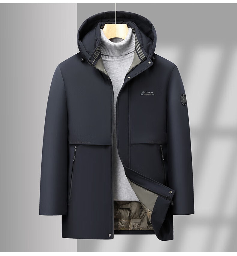 TUCANO Men's Winter Cotton Padded Jacket, Fleece Lined Thickened Coat, Men's Cold-Resistant Warm Business Casual Hooded Outerwear 5