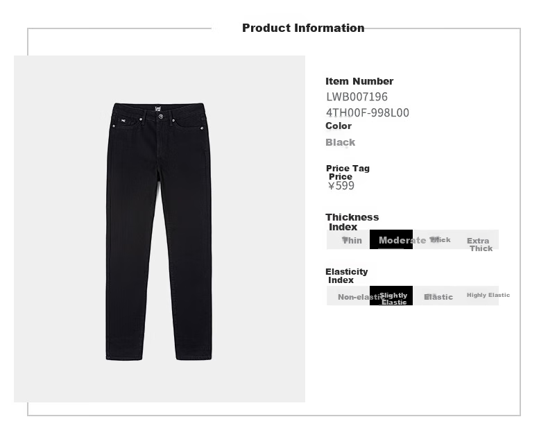 Lee Comfortable Classic Five-Pocket High-Waist Black Women's Jeans Black 24 2