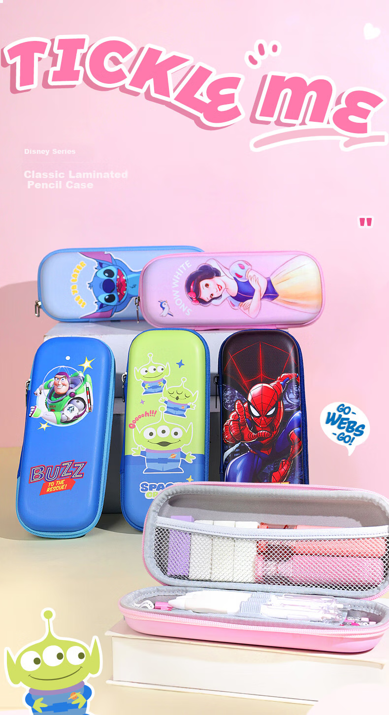 Disney Student Pencil Case, Children's Durable Water-Resistant Large Capacity Pencil Pouch, Elementary School Student Stylish Stationery Storage Bag, Strawberry Bear A83076-T3 1