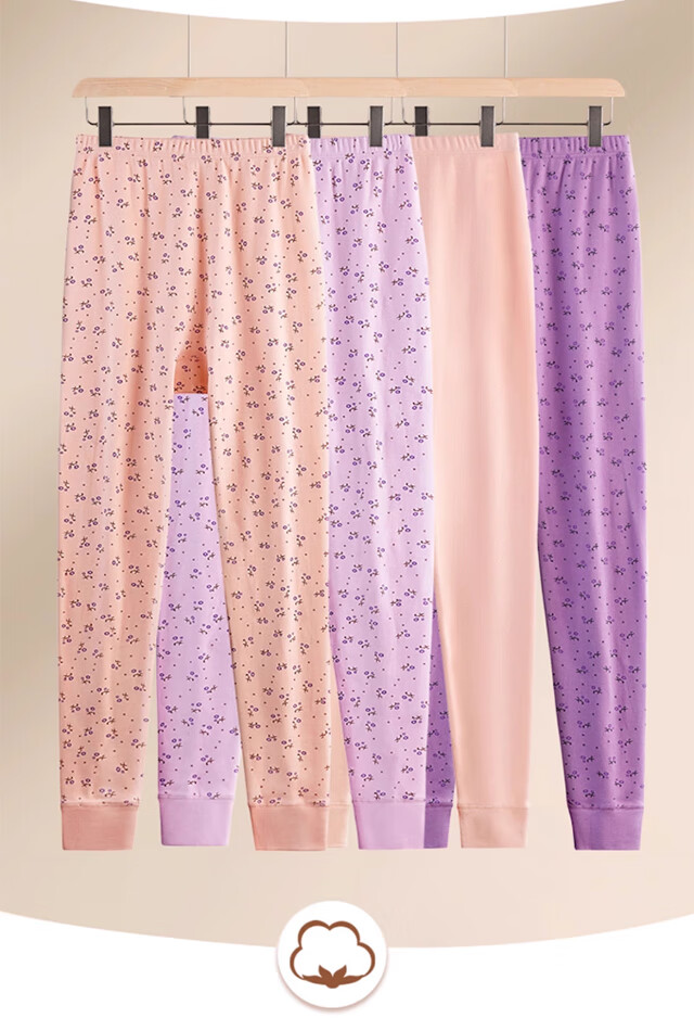Xueqiman Women's Thermal Leggings Autumn Gift for Mom Loose Plus Size Cotton Fleece Lined High Waist Warm Floral Underpants 3