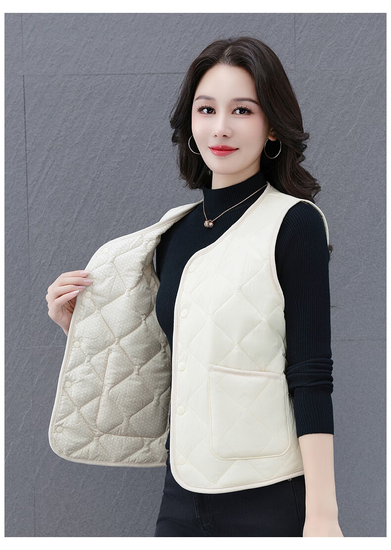 Woodpecker Women's Wool Vest Outerwear 2025 Autumn Winter New Lightweight Thickened Warm Vest for Moms Black XL 6
