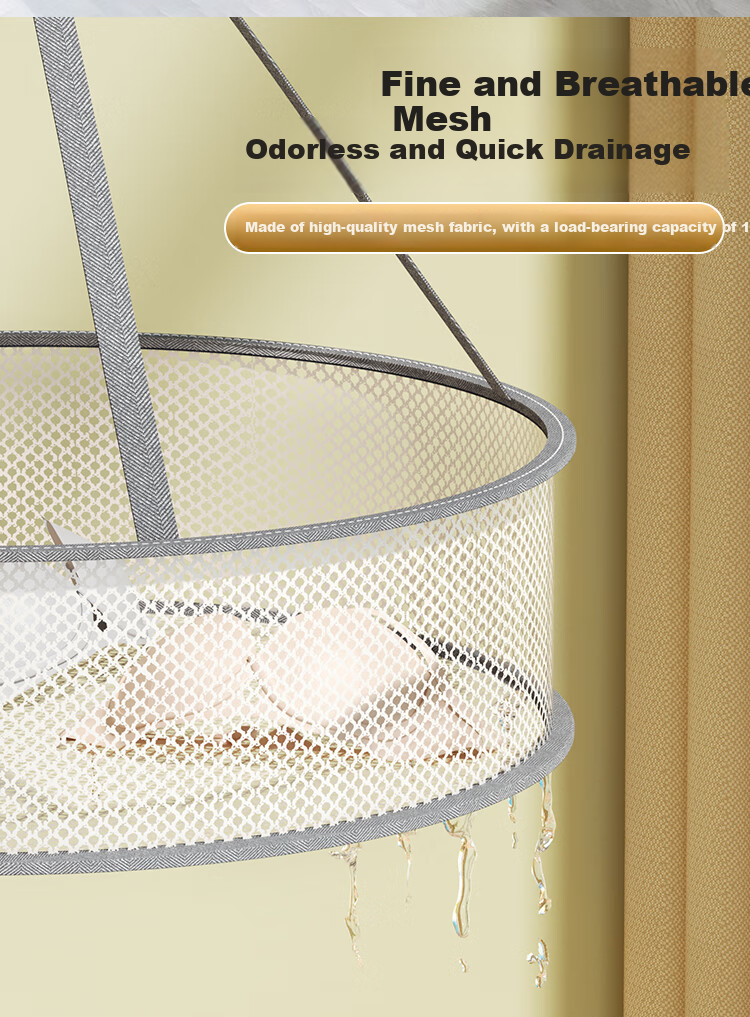 Cigeman Clothes Drying Rack, Sock Hanger, Foldable, Windproof And Non-Slip, Sweater Drying Mesh 2