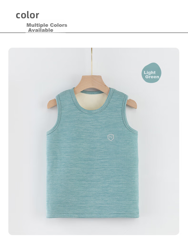NUBIWU Children's Vest, Girls' Autumn And Winter Fleece-Lined Warm Undershirt Vest, Baby Thickened Close-Fitting Underwear, Boys' Clothing 13
