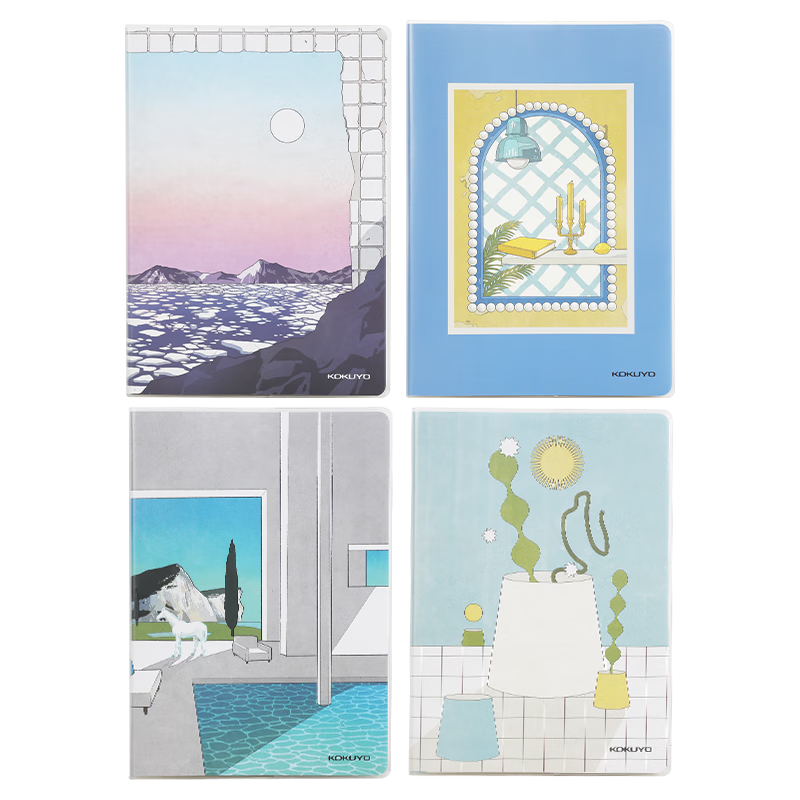 KOKUYO B5/80 Pages/8mm Ruled Illustrator Series PVC Cover Notebook STILL PLACES 1pc (Color Random) WCN-DNB58-JC21