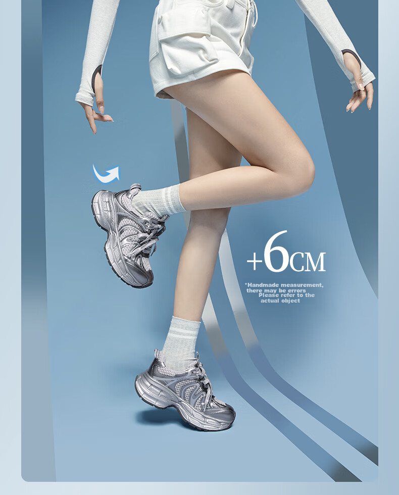 CAMEL [Dilireba's Same Style] Silver Moon 2nd Generation Dad Shoes Women Casual Shoes L25A283148 Gray/Silver 36 17