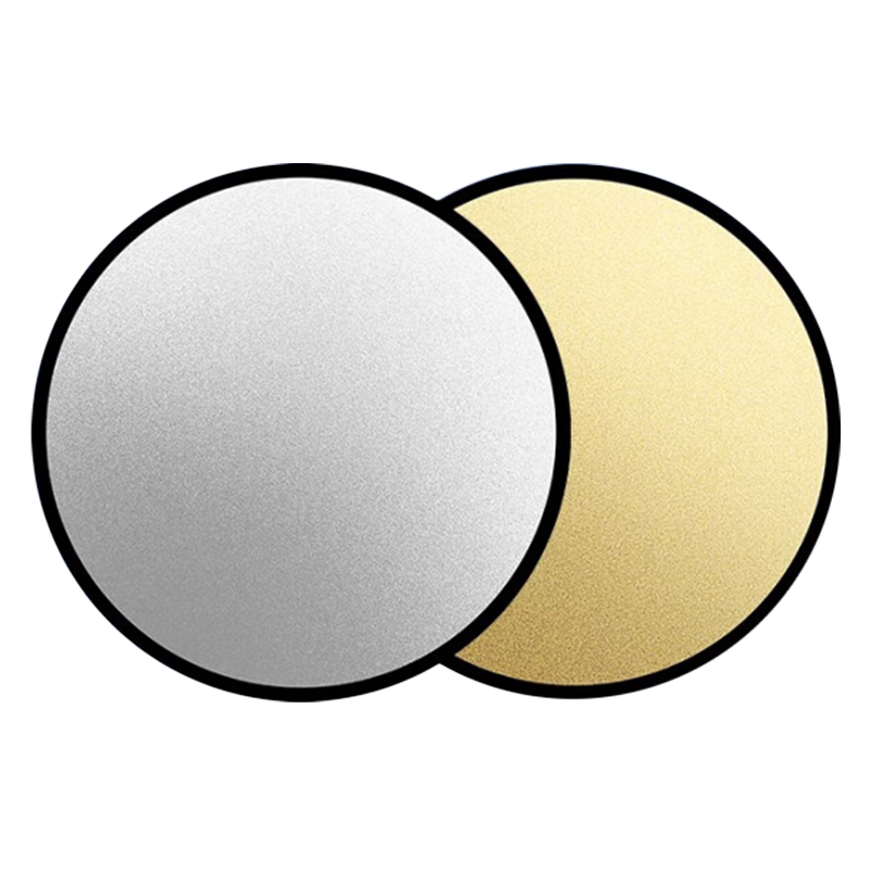 Leiz 60CM 2-in-1 Reflective Photography Studio Foldable Fill Light Board Portable Outdoor Travel Photo Soft Light Board Gold Silver Black White Round Beauty Lighting Board Photography Props