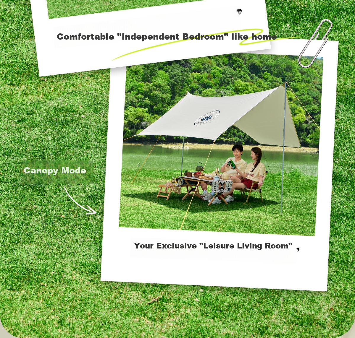 CAMEL X Outdoor Canopy Tent, Foldable Portable Hexagonal Camping Overnight Outdoor Camping Complete Set of Equipment 9