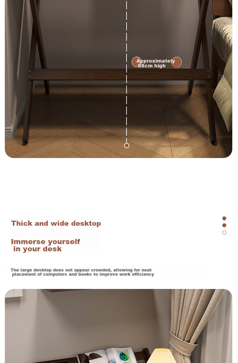 Yuanjing Desk, Study Table for Home Use, Adjustable Folding Computer Desk, Writing Desk, Small Apartment Office Desk, 80*40 6