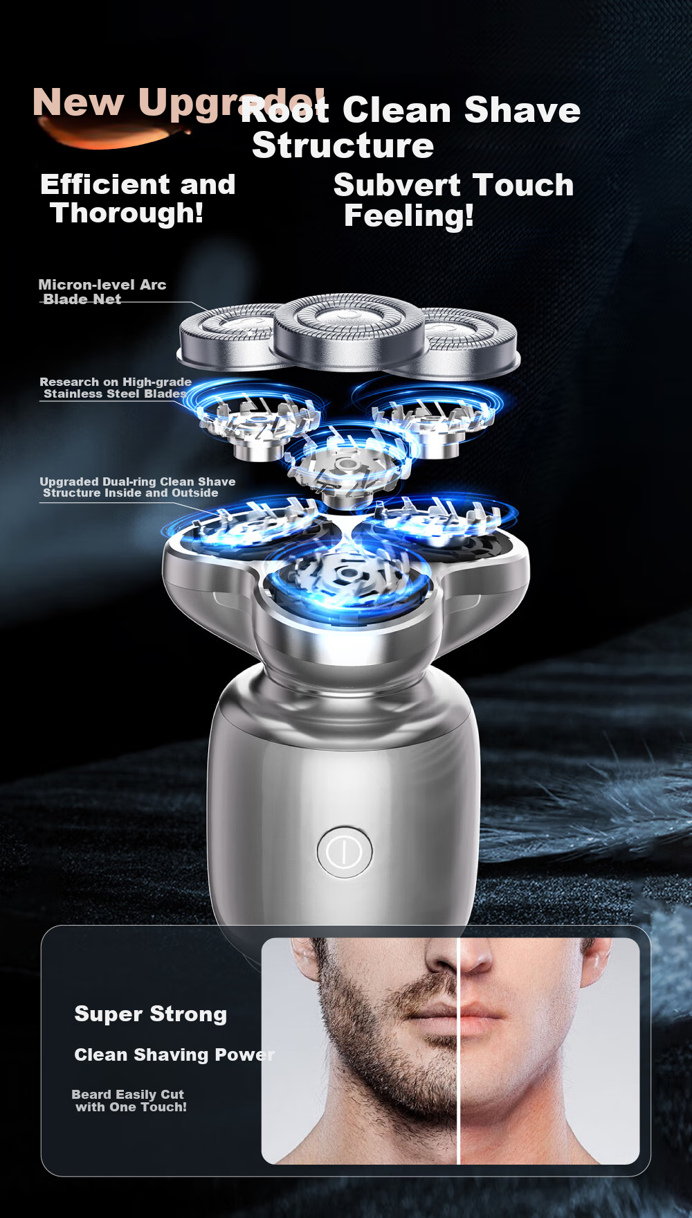 POVOS [Holiday Gift] Mini Electric Shaver T006, Morning Mist Blue, Portable Razor, Smart Sensor Shaving Razor, Birthday Gift for Boyfriend, Husband, Father 6