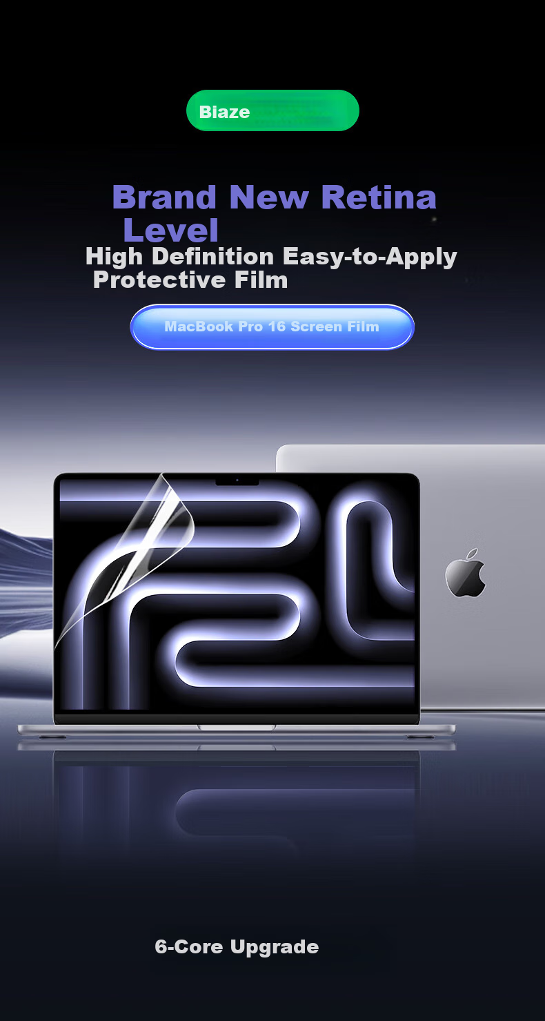 BIAZE [2-Pack] Screen Protector for Apple MacBook Pro 16-Inch, Laptop Protective Film M4/M3/M2/M1 High Definition 2024/2023/21 Full Scree 4