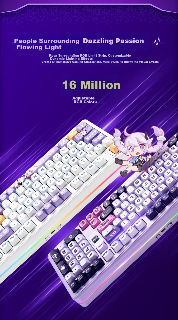 Colorful Xingchi 87 Magnetic Axis Keyboard Yinji IP Esports Custom Mechanical Wired Hot-Swappable Aluminum Keyboard Magnetic Standard Edition Phantom Night Black Biluo Star Axis 13