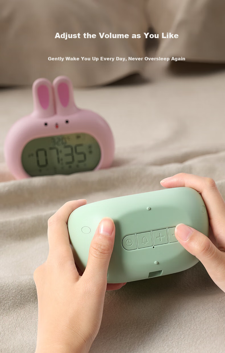 Compas Electronic Alarm Clock Wake-Up Device, Children's Holiday Gift Cartoon Digital Clock Cute Rabbit Alarm, Mint Green Back-To Seaso 6