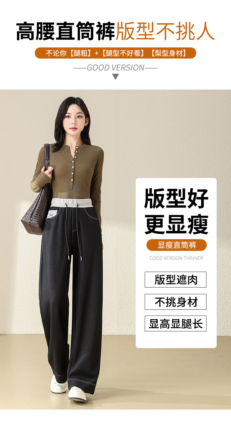 JEANSWEST Women's Jeans Autumn Slim High Waist Drawstring Loose Wide Leg Pants Denim Blue 2XL 2