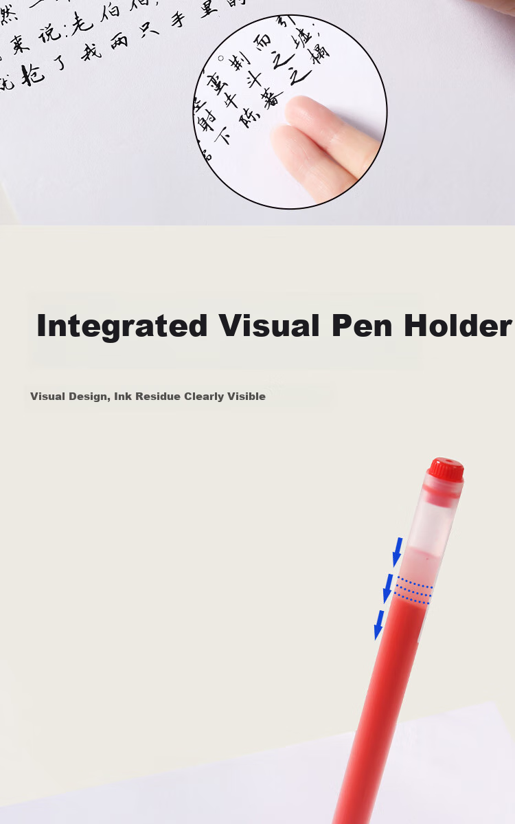 JD Original Junengxie Pro Large Capacity Bullet Tip Gel Pen, Signature Pen for 2000 Meters Writing, Business Office Student Exam, 0.5mm, Red, 10 Pieces 7