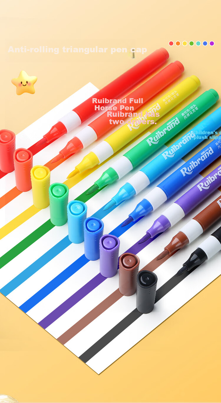 Yuji Soft Tip 60-Color Acrylic Markers, Washable, Colored Pencils, Children's Art Supplies, Elementary School Drawing Pens, Non-Translucent, Layering Capable, Quick-Drying Drawing Pens, Watercolor Pens, Art Educatio 8