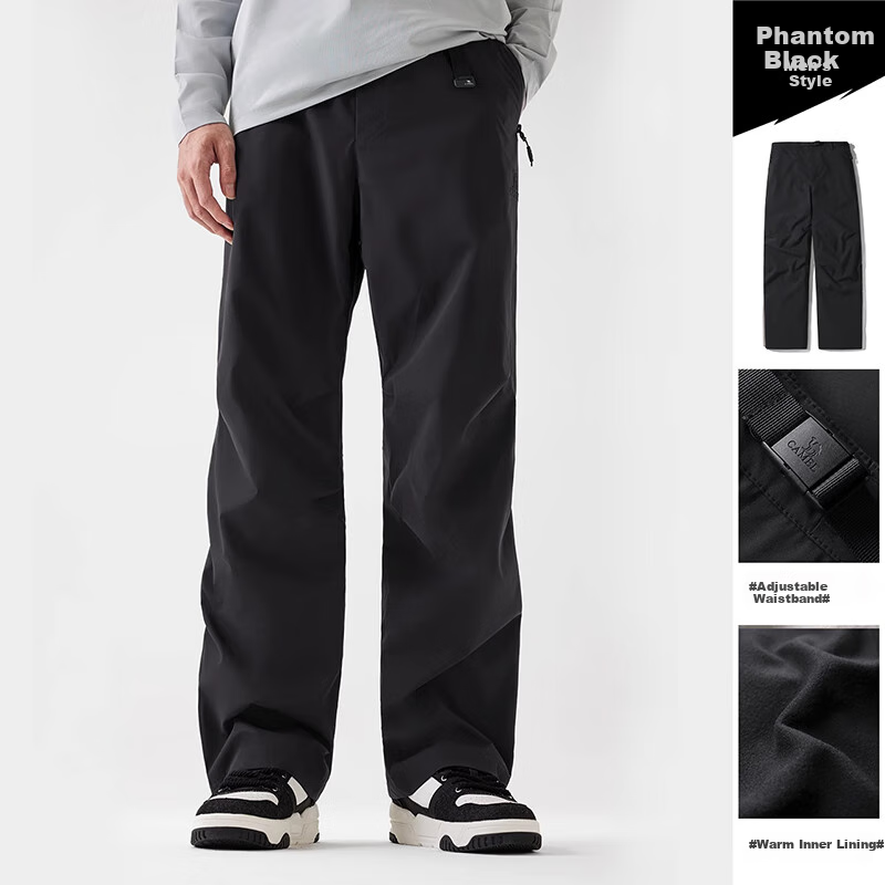 CAMEL [Wang Junkai's Choice] Men's Outdoor Ski Pants, Triple Waterproof Straight-Leg Trousers with Fleece Lining, Long Pants, Hiking Pants 6805