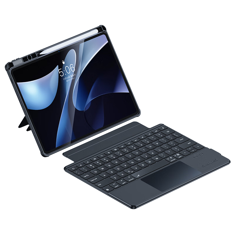 Shanmo Compatible with 2024/2025 Huawei MatePad Air 12-inch Detachable Keyboard Protective Case Magnetic Silicone Cover with Pen Slot White