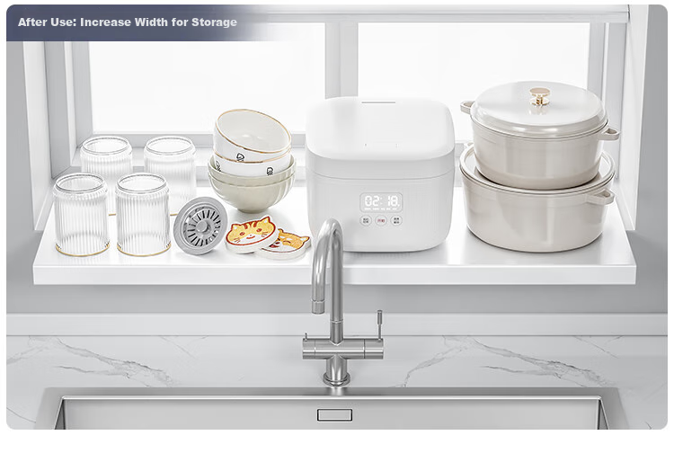 SHENGXITAO Expanded Kitchen Sink Window Sill Storage Rack No-Drill Magnetic Extension Plate Dish and Pot Holder 4