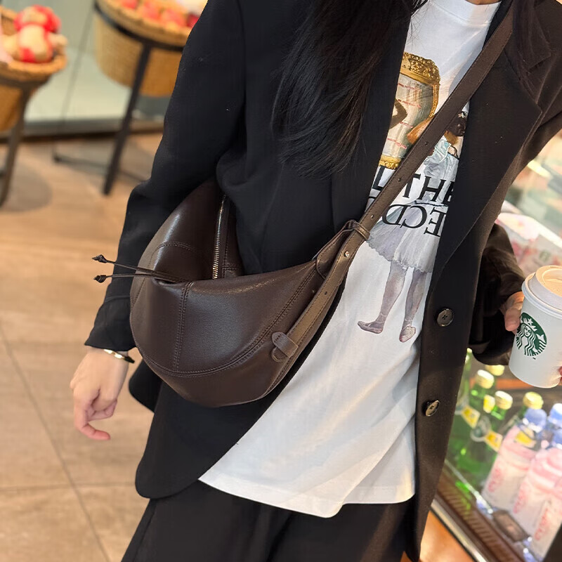 YUYULA Women's Cowhide Crossbody Dumpling Bag Fashion Brand Shoulder Bag Birthday New Year Gift for Girls Girlfriend