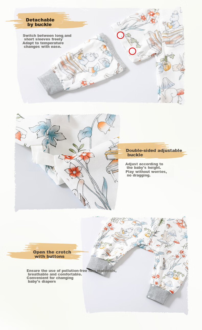 Baby Friend Bamboo Cotton Sleeping Bag for Infants, One-Piece Pajamas, Anti-Kick Blanket for Children, Summer Use, Front 4 Back 2 Mesh Sleeping Sack, Size 100 12