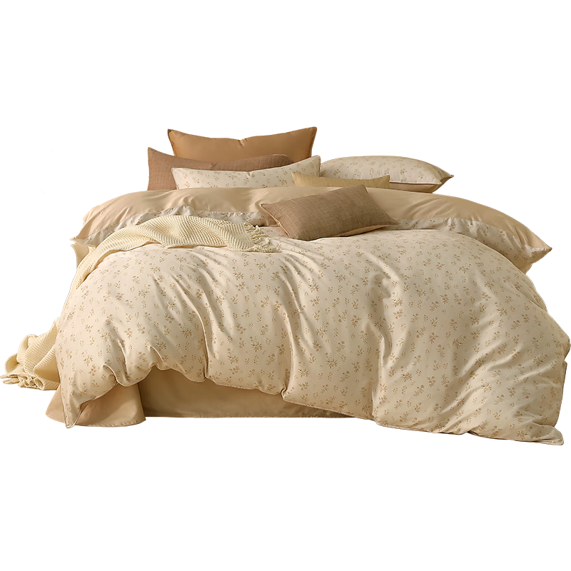 Shuixingjiafang Bedding Set with 60 Long-Staple Cotton A-Class Medium Vintage Style Four-Piece Set, Xinjiang Cotton Duvet Cover And Fitted Sheet, Luxurious High-End Gift Box Set for 1.8m Bed - Broken Rice Patter