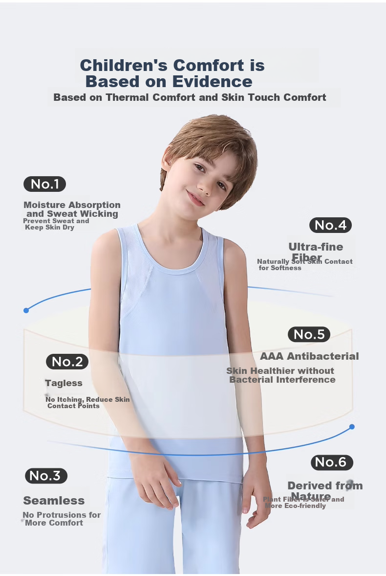 Hzasz Children's Vest, Modal Breathable Thin Sleeveless Sports Undershirt for Boys, HU123201, Snow White, Size 150 4