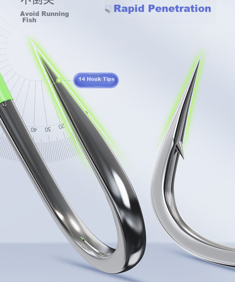 Handing Wuzhuzhen Double Hook Carp And Bighead Carp New Guandong Double Hook Finished Product Competitive Big Fish Fishing Hook, Size 5 Hook Barbedless Size 5 Line 60cm 6