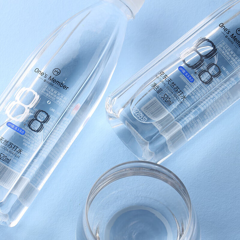 1号会员店（One's Member） 克东天然苏打水520ml*24瓶 弱碱高端小分子无气无糖解酒泡茶热卖