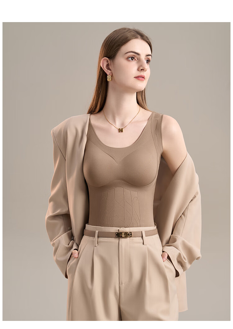 GRACEWELL Seamless Thermal Vest for Women with Chest Pad, Shaping, Tummy Control, Waist Slimming, Autumn Winter Fleece-Lined Shapewear Top 14