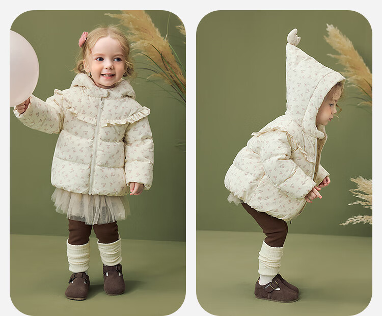 Minibala Girls' Three-Proof Down Jacket Baby Sweet Cute Coat New Year Clothes 2025 Winter 13