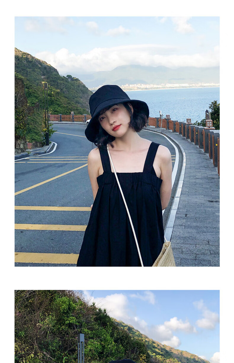 XUEXIMAN Solid Color Fisherman Hat Women Korean Style Versatile Japanese Sun Protection Sunshade Bucket Hat Slim Face Bare Face Hat 9
