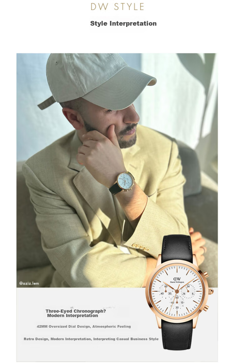 DanielWellington DW Men's Watch, Three-Eye Chronograph, Business Stainless Steel Quartz Wristwatch, Birthday Gift for Boyfriend, DW646 5