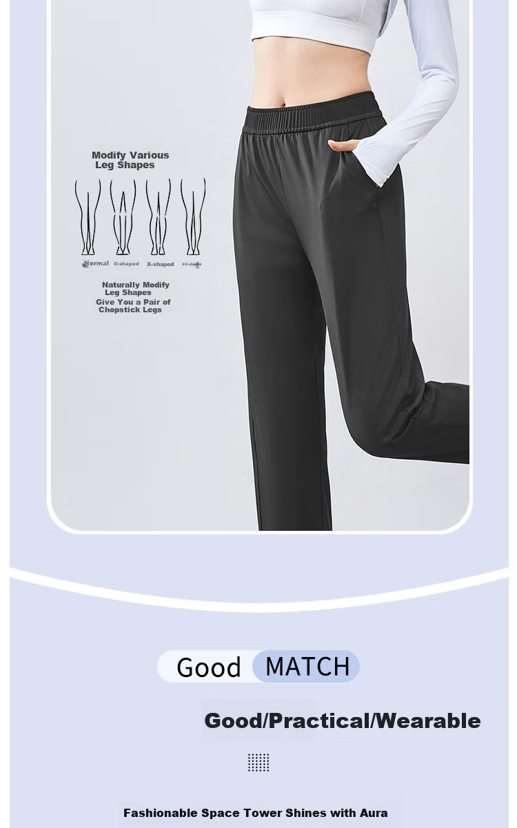 BOPRUIEY Women's Summer Thin Harem Pants Comfortable Slim Fit Cropped Pants Petite Straight-leg Quick-drying Ice Silk Trousers 6
